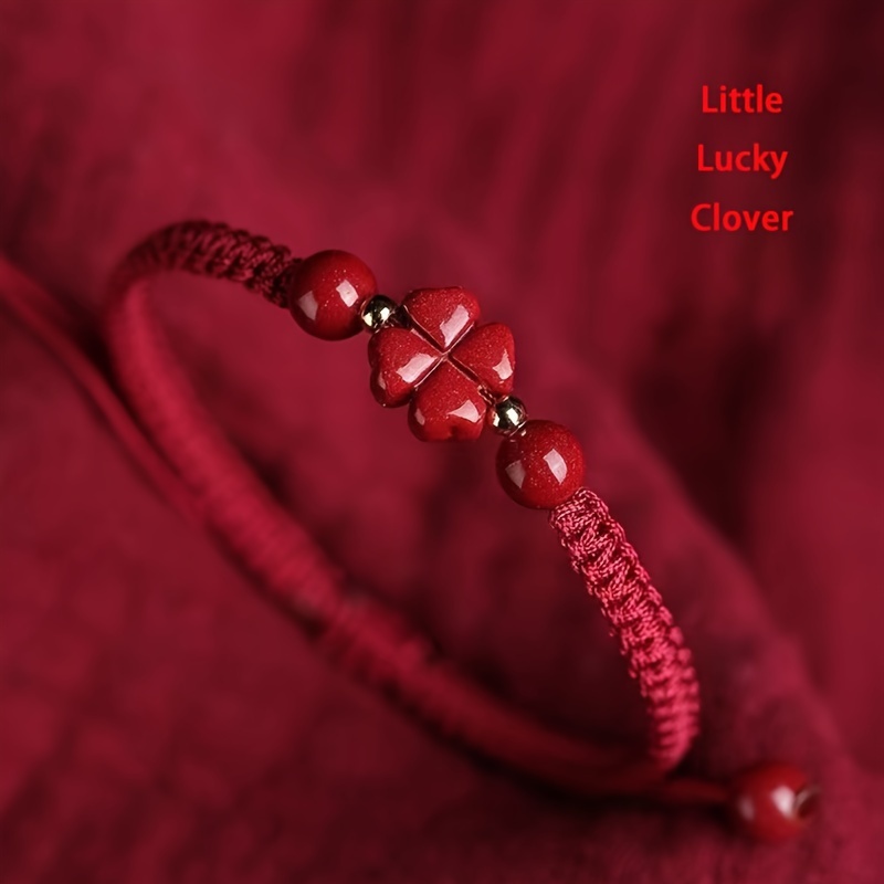 Red Clover Flower - Плетеный браслет Lucky Red из шнура