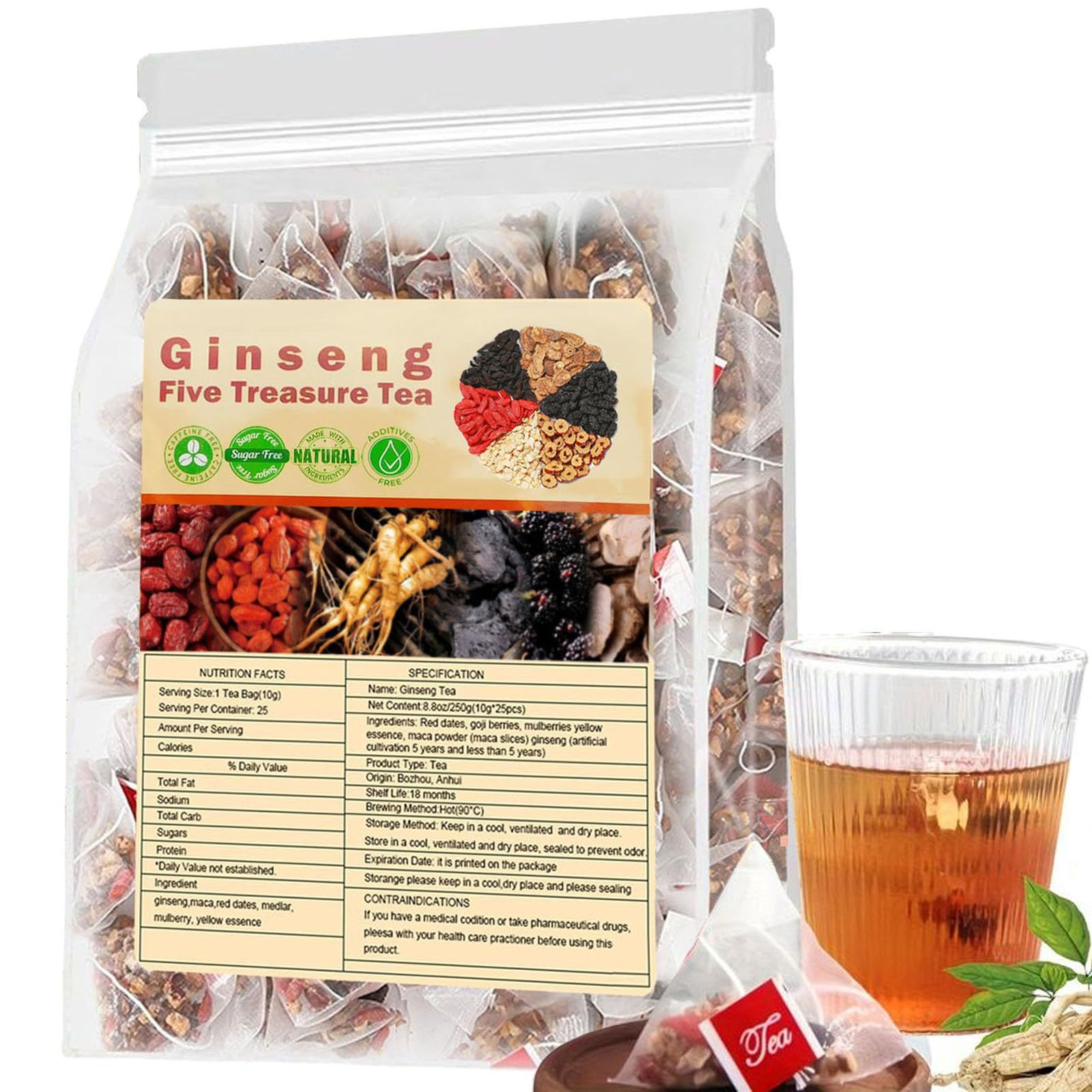 Herbal Wellness Supplement - Чай с женьшенем и пятью сокровищами,